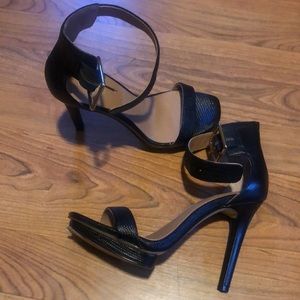 Calvin Klein black ankle strap heels